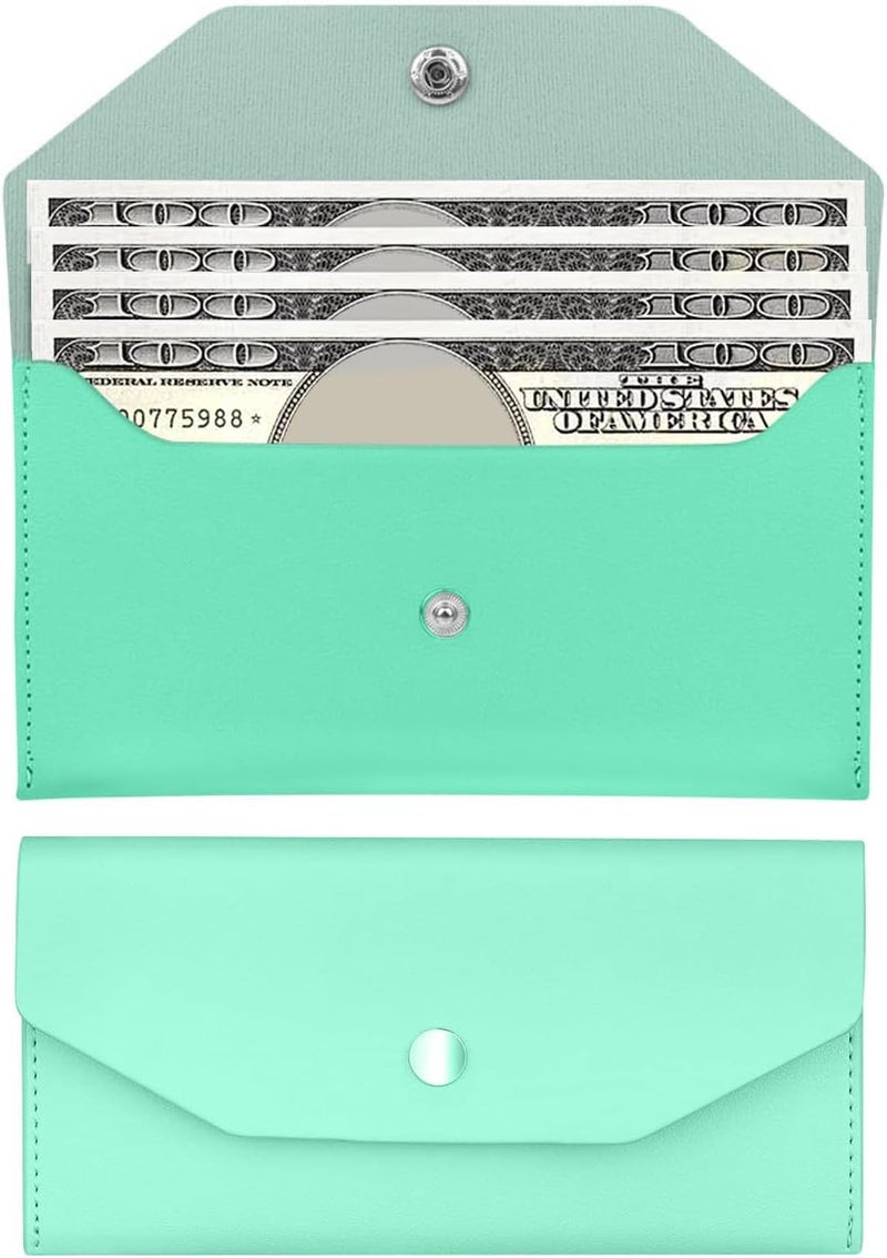 Nolcha Pu Leather Cash Envelope Wallet - Reusable Cash Stuffing Wallet for Men and Women -Green - Image 1